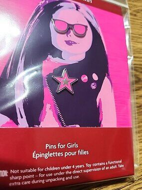 American Girl Doll 2-Pack Pins for Girls' Jacket Backpack Pink Sunglasses & Star